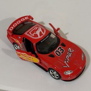Kinsmart Red Dodge Viper Race Car GTS-R Yellow Flames Doors Open 1 : 36 Scale